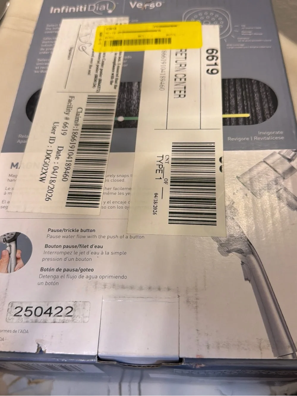 Moen 220H2EP Chrome Verso Handshower, Detachable Round Shower Head & Hose OB
